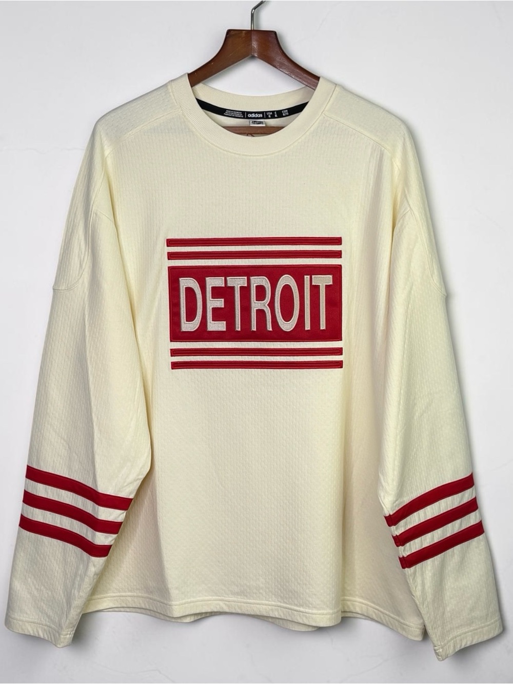 Adidas NHL Detroit Red Wings AEROREADY Sweatshirt Cream Red Size XL - Picture 2 of 15